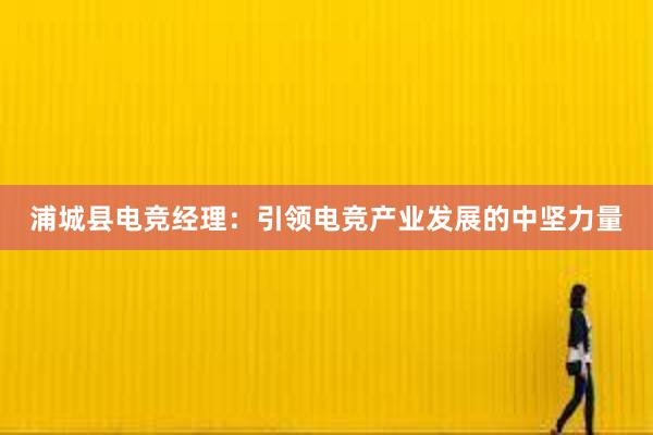 浦城县电竞经理：引领电竞产业发展的中坚力量